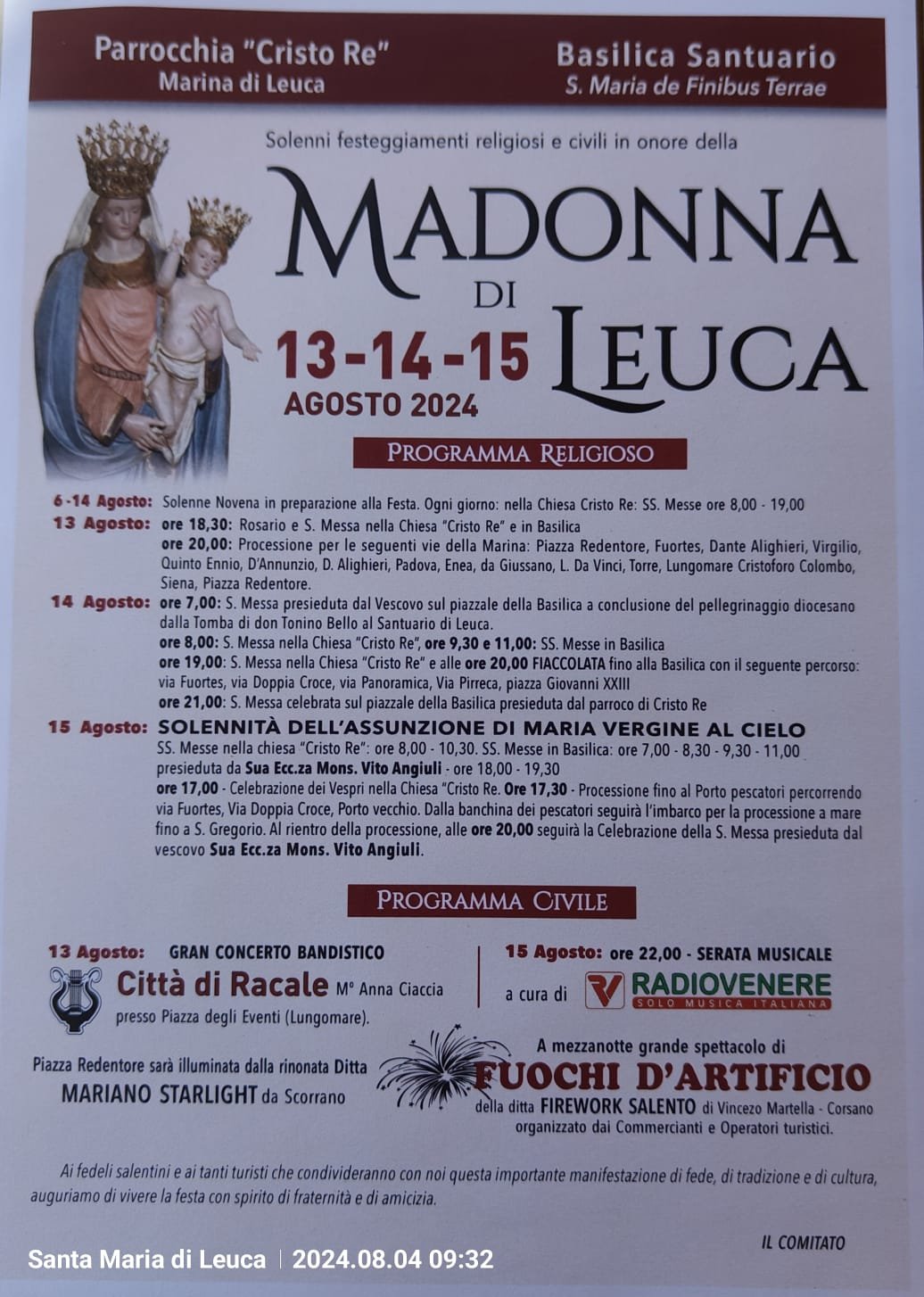 Madonna di Leuca 2024