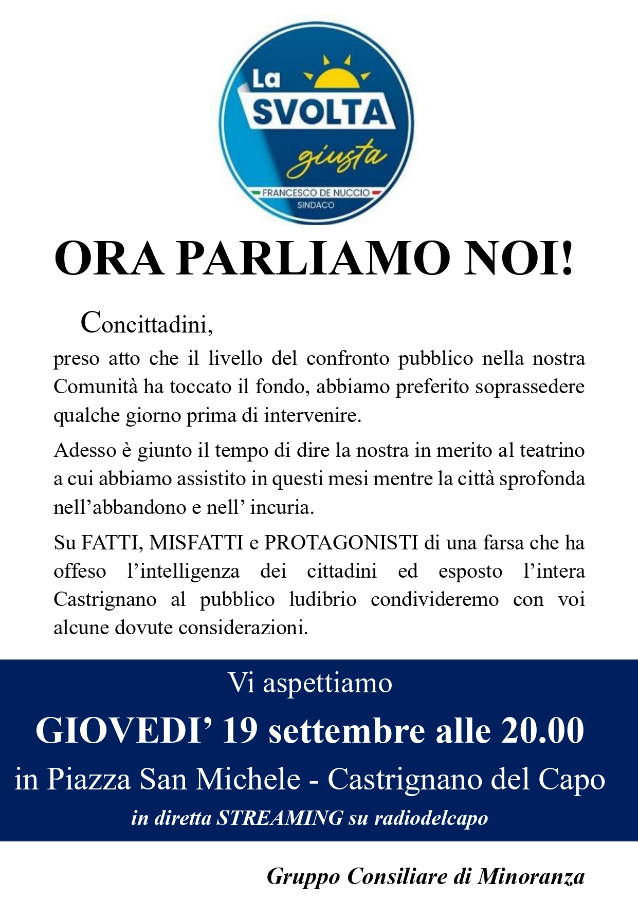 La Svolta Giusta incontra Castrignano del Capo (19/09/24)