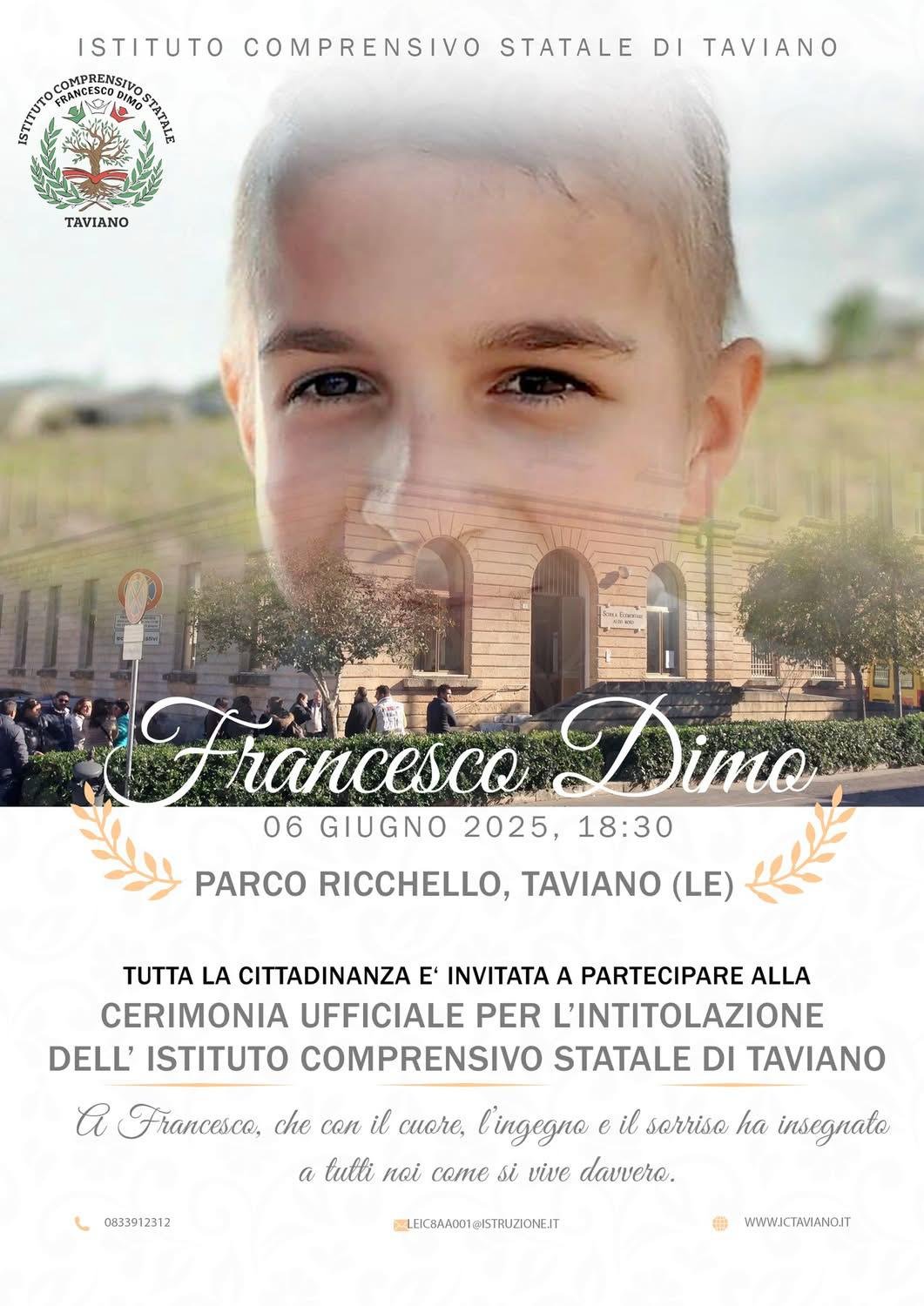 Intitolazione Ist Comp. di Taviano a Francesco Dimo