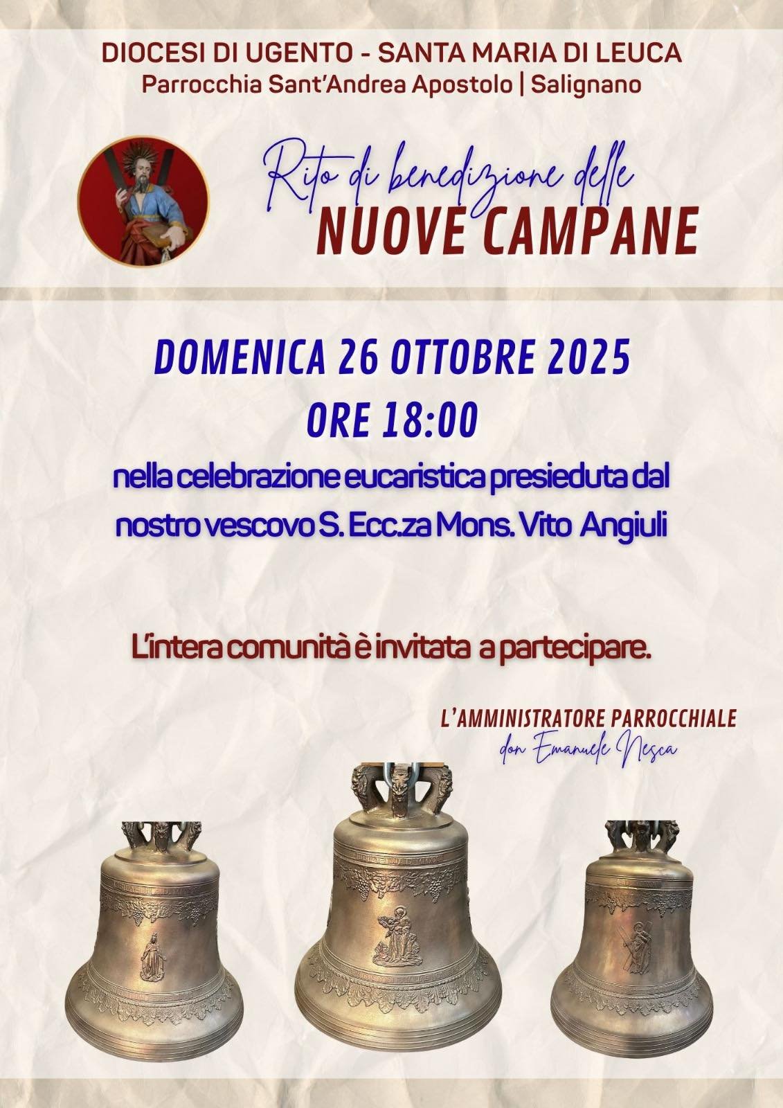 Salignano – Rito benedizione nuove campane