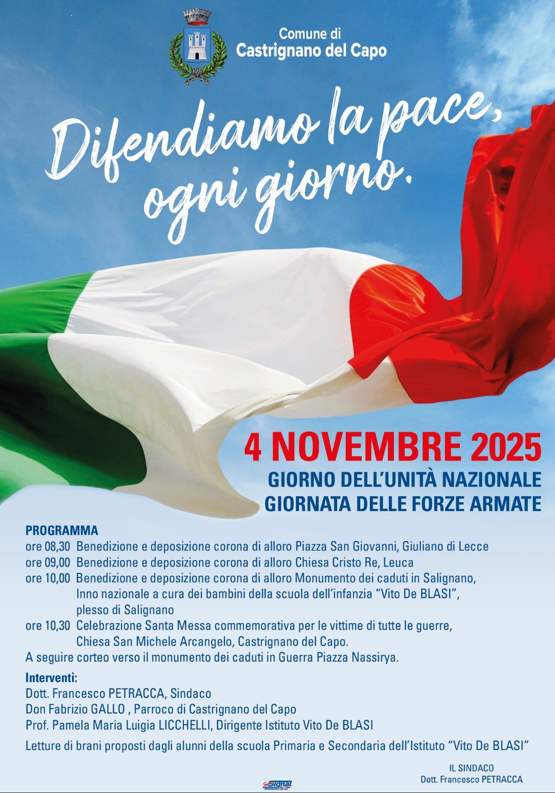 Celebrazioni 4 novembre 2025 a Castrignano del Capo